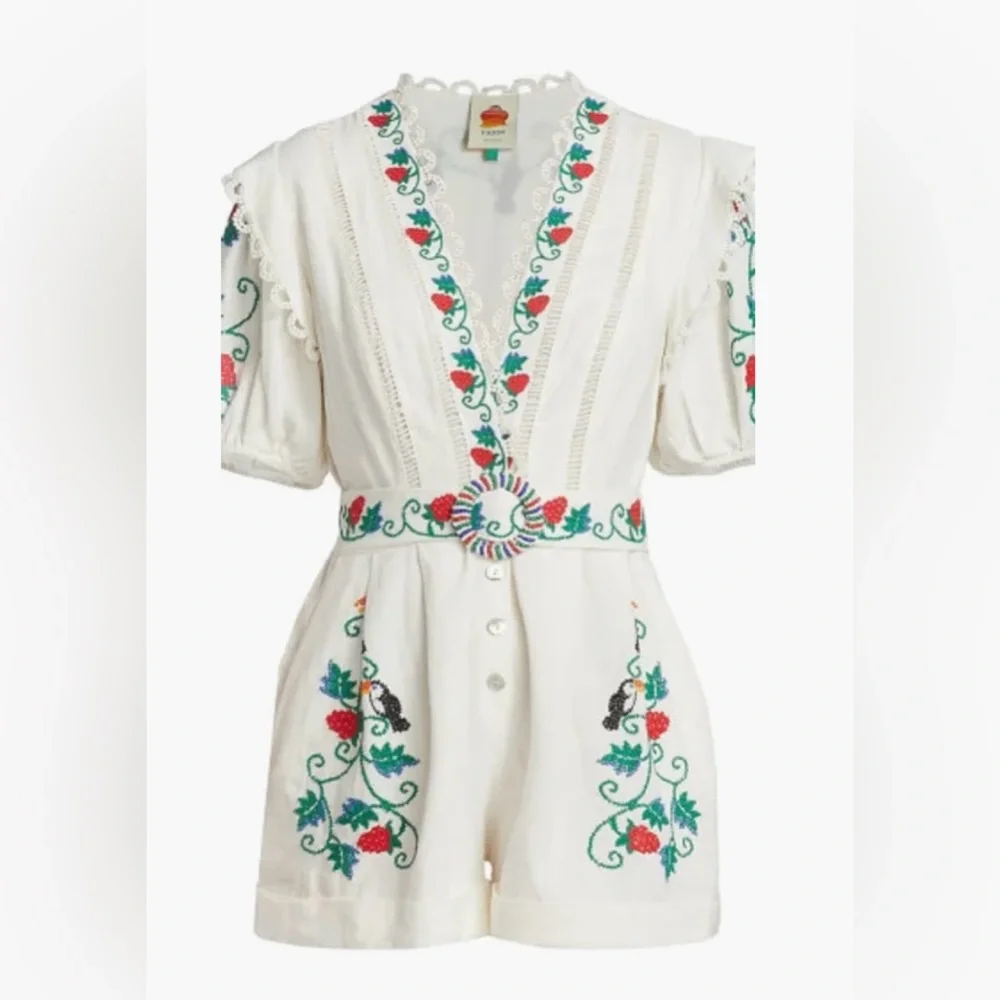 FARM Rio- Cross Stitch Toucan Embroidered Romper - Picture 6 of 9